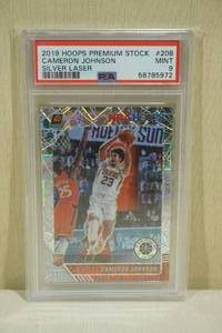 lot 19 image: 2019 Hoops Premium Stock Cameron Johnson #208 Rookie Silver Laser Basketball Card - PSA 9