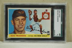 lot 23 image: 1955 Topps Gus Triandos #64 Baseball Card - SGC 40