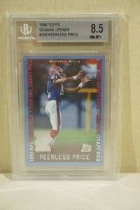 lot 24 image: 2999 Topps Season Opener Peerless Price #150 Rookie Football Card - Beckett 8.5
