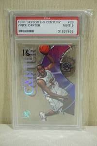 lot 26 image: 1998 Skybox E-X Century Vince Carter #89 Rookie Basketball Card - PSA 9