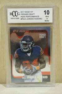 lot 27 image: 2017 Sage Hit Premier Draft Jordan Howard #PKJH Peak Performance Football Card - BCCG 10