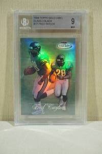 lot 28 image: 1998 Topps Gold Label Fred Taylor #17 Class 2 Black Rookie Football Card - Beckett 9