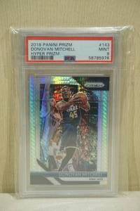 lot 33 image: 2018 Panini Prizm Donovan Mitchell #143 Hyper Prizm Basketball Card - PSA 9