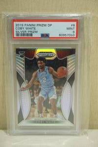 lot 45 image: 2019 Panini Prizm DP Coby White #8 Rookie Silver Prizm Basketball Card - PSA 9