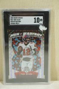 lot 48 image: 2020 Panini Mosaic Tom Brady #MM1 Men of Mastery Mosaic Prizm Football Card - SGC 10