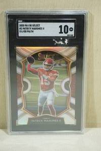 lot 52 image: 2020 Panini Select Patrick Mahomes II #2 Silver Prizm Football Card - SGC 10