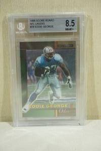lot 57 image: 1996 Score Board Eddie George #78 NFL Lasers Rookie Football Card - Beckett 8.5