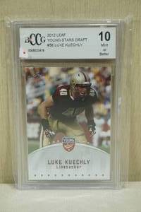 lot 58 image: 2012 Leaf Young Stars Draft Luke Kuechly #56 Rookie Football Card - BCCG 10