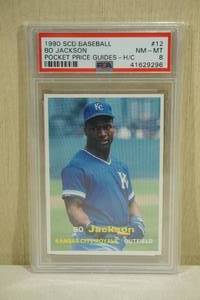 lot 66 image: 1990 SCD Baseball Bo Jackson #12 Pocket Price Guides HC Baseball Card - PSA 8