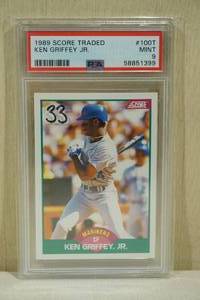 lot 69 image: 1989 Score Traded Ken Griffey Jr #100T Rookie Baseball Card - PSA 9