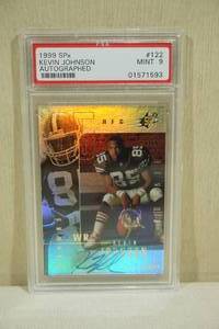 lot 70 image: 1999 SPx Kevin Johnson #122 Auto Football Card - PSA 9