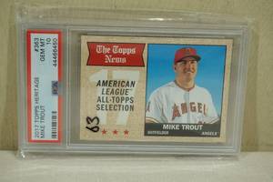 lot 71 image: 2017 Topps Heritage Mike Trout #363 Baseball Card - PSA 10