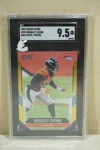 lot 77 image: 2021 Panini Score Bradley Chubb #222 Gold Dots Football Card - SGC 9.5 - 170225