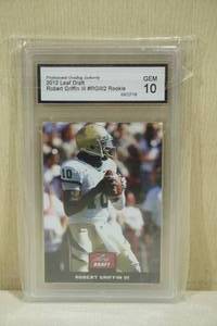 lot 80 image: 2012 Leaf Draft Robert Griffin III #RGIII2 Rookie Football Card - PGA 10