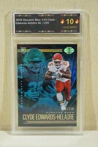 lot 105 image: 2020 Illusions Clyde Edwards-Helaire #15 Blue Rookie Football Card - 147199