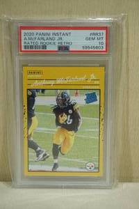 lot 107 image: 2020 Panini Instant Anthony McFarland Jr #RR37 Retro Rated Rookie Football Card - PSA 10