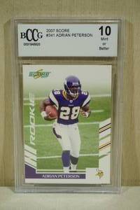 lot 113 image: 2007 Score Adrian Peterson #341 Rookie Football Card - BCCG 10