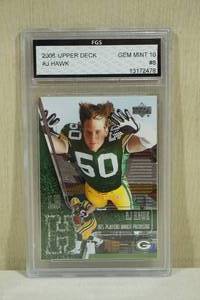 lot 122 image: 2006 Upper Deck AJ Hawk #8 Rookie Football Card - FGS 10
