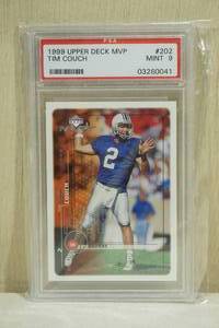 lot 126 image: 1999 Upper Deck MVP Tim Couch #202 Rookie Football Card - PSA 9