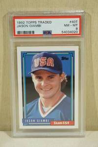 lot 129 image: 1992 Topps Traded Jason Giambi #40T Team USA Baseball Card - PSA 8