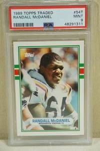 lot 134 image: 1989 Topps Traded Randall McDaniel #54T Rookie Football Card - PSA 9