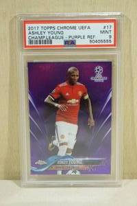 lot 136 image: 2017 Topps Chrome Ashley Young #17 Champions League Soccer Purple Refractor Card - PSA 9