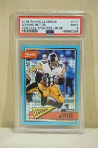lot 137 image: 2018 Panini Classics Jerome Bettis #177 Timeless Tributes Blue Football Card - PSA 9