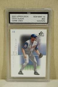 lot 139 image: 2001 Upper Deck SP Game Used Troy Glaus #52 Baseball Card - FGS 10