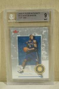 lot 141 image: 2000-01 Fleer Authority Kenyon Martin #115 Rookie Basketball Card - Beckett 9