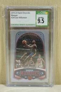 lot 145 image: 2019-20 Panini Chronicles Zion Williamson #244 Marquee Rookie Basketball Card - CSG 9.5