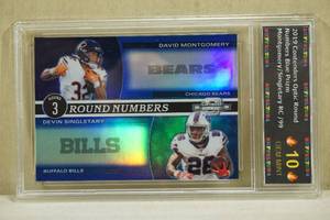 lot 154 image: 2019 Panini Contenders Round Numbers #RN-DS MontgomerySingletary Blue Football Card - 8599