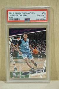 lot 158 image: 2019 Panini Chronicles Jarrett Culver #56 Pink Rookie Basketball Card - PSA 8