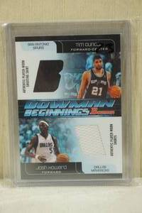 lot 172 image: 2005 Bowman Beginnings Tim DuncanJosh Howard #BB-DHO Jersey Basketball Card