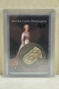 lot 182 image: 2022 Historic Autographs Martha Custis Washington #GWCC-1 Medallion Insert Card