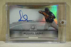 lot 186 image: 2010 Bowman Platinum Miguel Sano #BPA-MS Signed Refractor Baseball Card