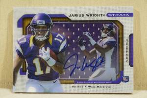 lot 187 image: 2012 Topps Strata Jarius Wright #SSR-JW Signed Rookie Jersey Insert Football Card - 2340
