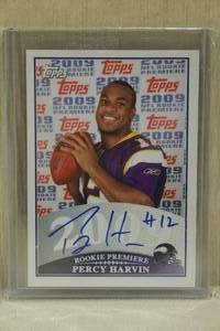 lot 189 image: 2009 Topps Percy Harvin #RPA-PH Rookie Premiere Signed Football Card