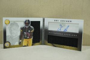 lot 193 image: 2014 Panini Playbook Dri Archer #160 Rookie Auto Jersey Football Book Card - 292299