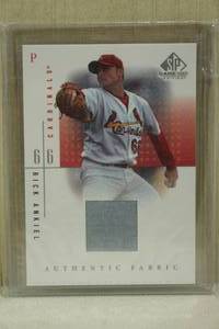 lot 196 image: 2001 Upper Deck SP Game Used Rick Ankiel #RA Jersey Insert Baseball Card