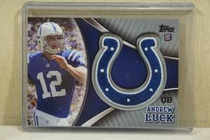 lot 197 image: 2012 Topps Andrew Luck #TLP-AP Rookie Logo Patch Insert Football Card
