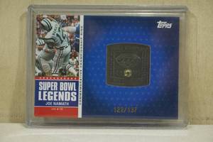 lot 198 image: 2011 Topps Joe Namath #SBCR-III Commemorative Championship Ring Insert Football Card - 122137