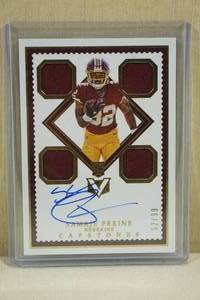 lot 199 image: 2017 Panini Vertex Samaje Perine #114 Capstones Rookie Auto Jersey Football Card - 6299