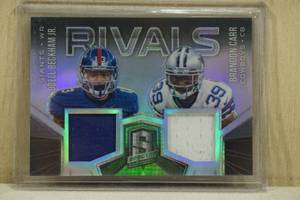 lot 200 image: 2015 Panini Spectra Odell Beckham JrBrandon Carr Rivals Football Jersey Insert Card - 9199