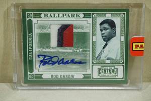 lot 214 image: 11 - 2010 Panini Century Rod Carew #6 Auto Jersey Baseball Card