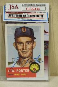 lot 217 image: 1953 Topps Reprint JW Porter Hand Signed Baseball Card - with COA