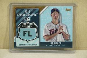 lot 219 image: 2017 Topps Spring Training Joe Mauer Commemorative Insert Patch Baseball Card - 6599