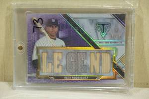 lot 221 image: 2021 Topps Triple Threads Alex Rodriguez Jersey and Bat Insert Baseball Card - 1327