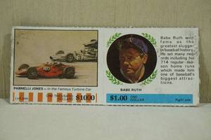 lot 243 image: 1968 American Oil Winners Circle Babe RuthParnelli Jones Game Card