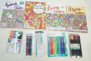 lot 309 image: Adult Coloring Books, pens