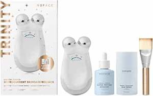 NuFACE Limited-Edition Trinity Microcurrent Skincare Regimen  Facial Toning Device with Silk Crme Activator, Super Peptide Booster and Applicator Brush